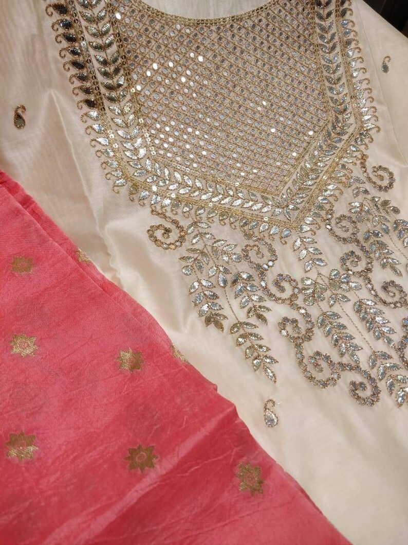 ATHARVA Hand EmbroideredIndian Salwar KameezBridal PunjabiCustomStitched UnstitchedBanarsi Silk DupattaZari,Dabka,Stone,cut,Thread
