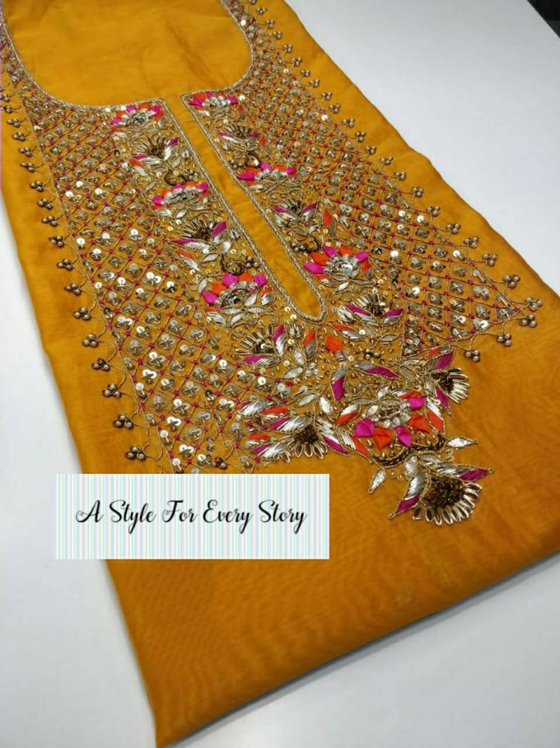 ATHARVA Hand Embroidered Salwar Kameez W/embroidery Neck Etsy