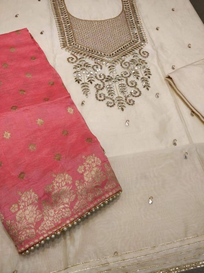 ATHARVA Hand EmbroideredIndian Salwar KameezBridal PunjabiCustomStitched UnstitchedBanarsi Silk DupattaZari,Dabka,Stone,cut,Thread