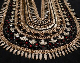 ATHARVA Salwar Kameez W/beautiful Hand Embroidered Neck on Black