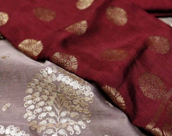ATHARVA Hand Embroidere Salwar Kameez w/Beautiful Embroidery Panel in Brown Chanderi Silk/Banarsi Silk Dupatta Dark Brown/Gota Patti/CH1260