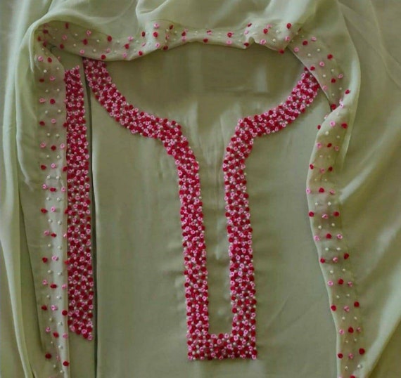 ATHARVA Hand Embroidery Salwar Kameez/3d Neck - Etsy