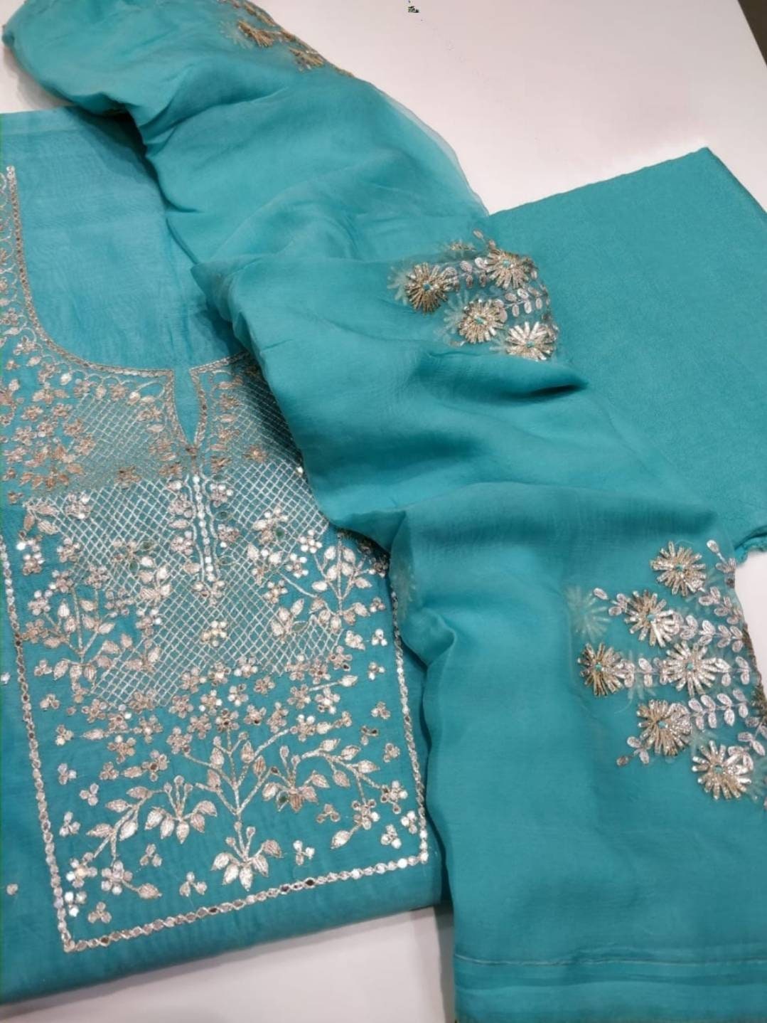 ATHARVA Hand Embroidery Indian Salwar Kameez/feroze Blue - Etsy
