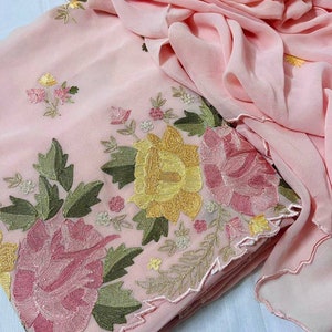 ATHARVA Aari Embroidery Salwar Kameez GEORGETTE Shirt/Embroidered Dupatta/Thread Work Custom Stitch/Patiala Salwar/Plazzo/Pant/PAR201A