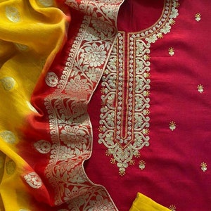 ATHARVA Embroidery Salwar Kameez W/embroidery Neck/jaal Modal Satin ...