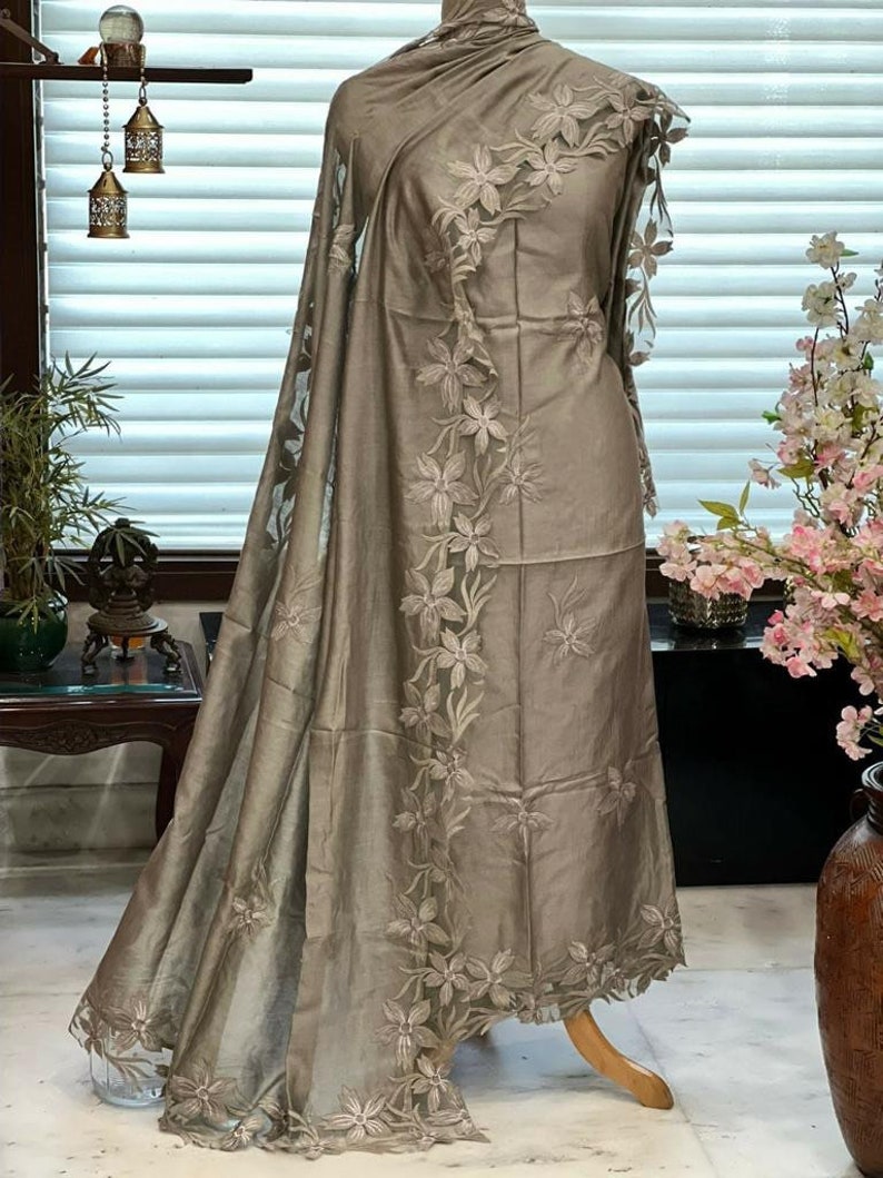 ATHARVA Hand Embroidery Salwar Kameez/chanderi Lacework Shirt Etsy