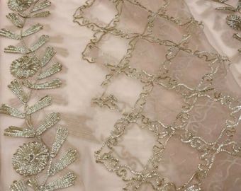 ATHARVA Bordado a mano/Boda india Dupatta Peach/Gota Patti Work Jaal & Border/Shawls/Tassels/Punjabi Duppata/Stolls/Wrap/DUP18
