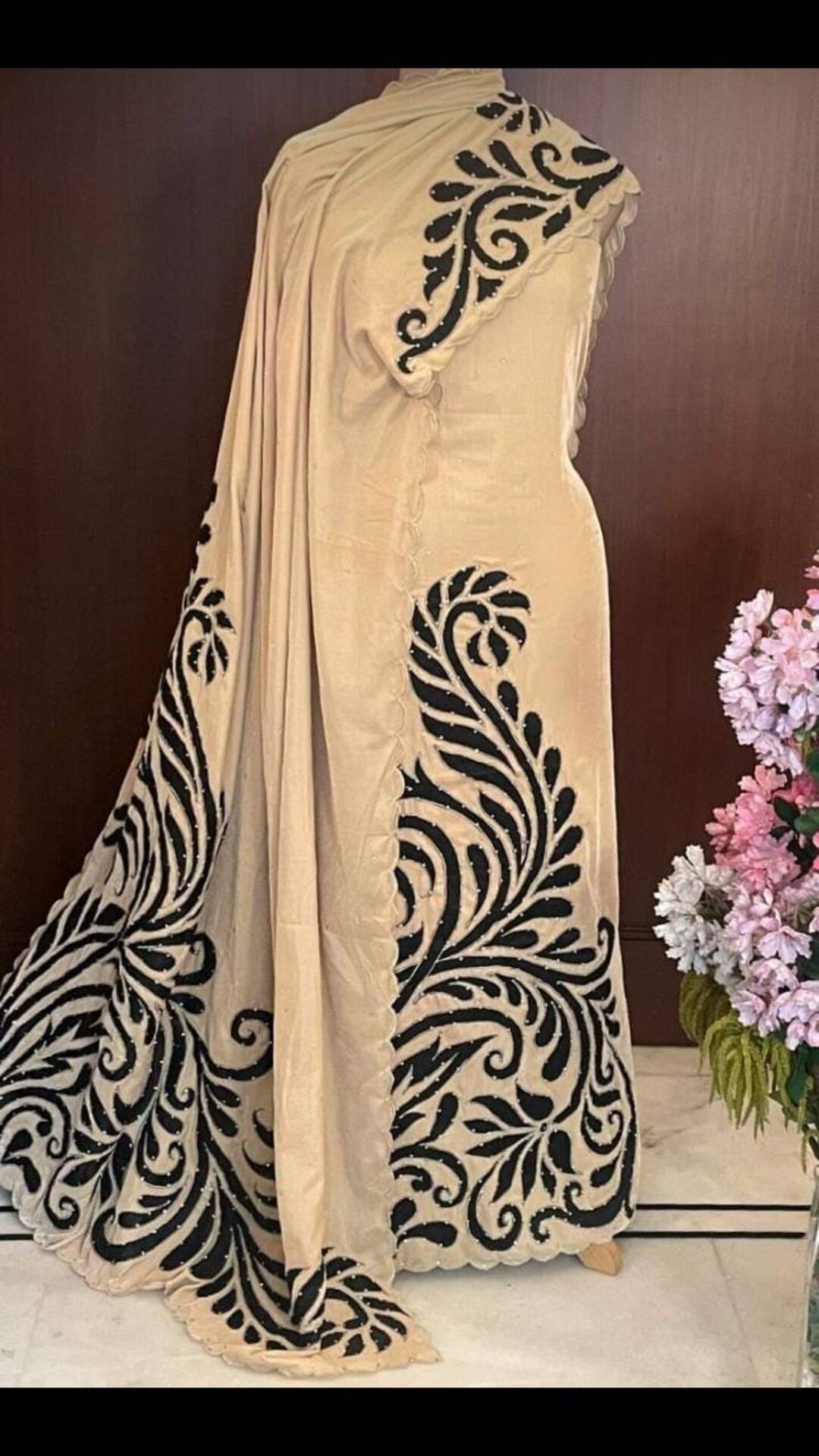 ATHARVA Hand Embroidery Salwar Kameez Velvet/beige Etsy