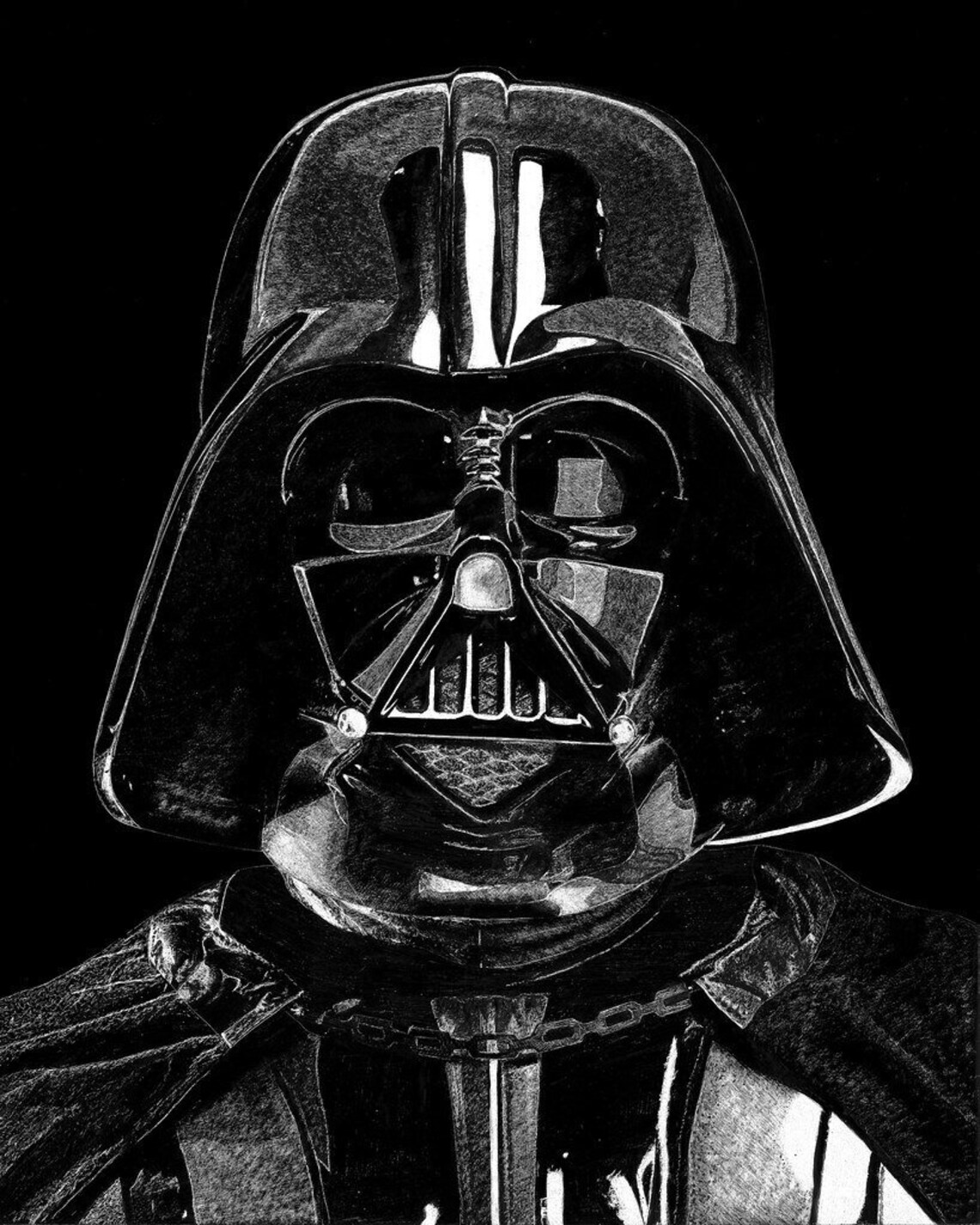 ORIGINAL DARTH VADER scratchboard portrait 8x10 drawing Etsy