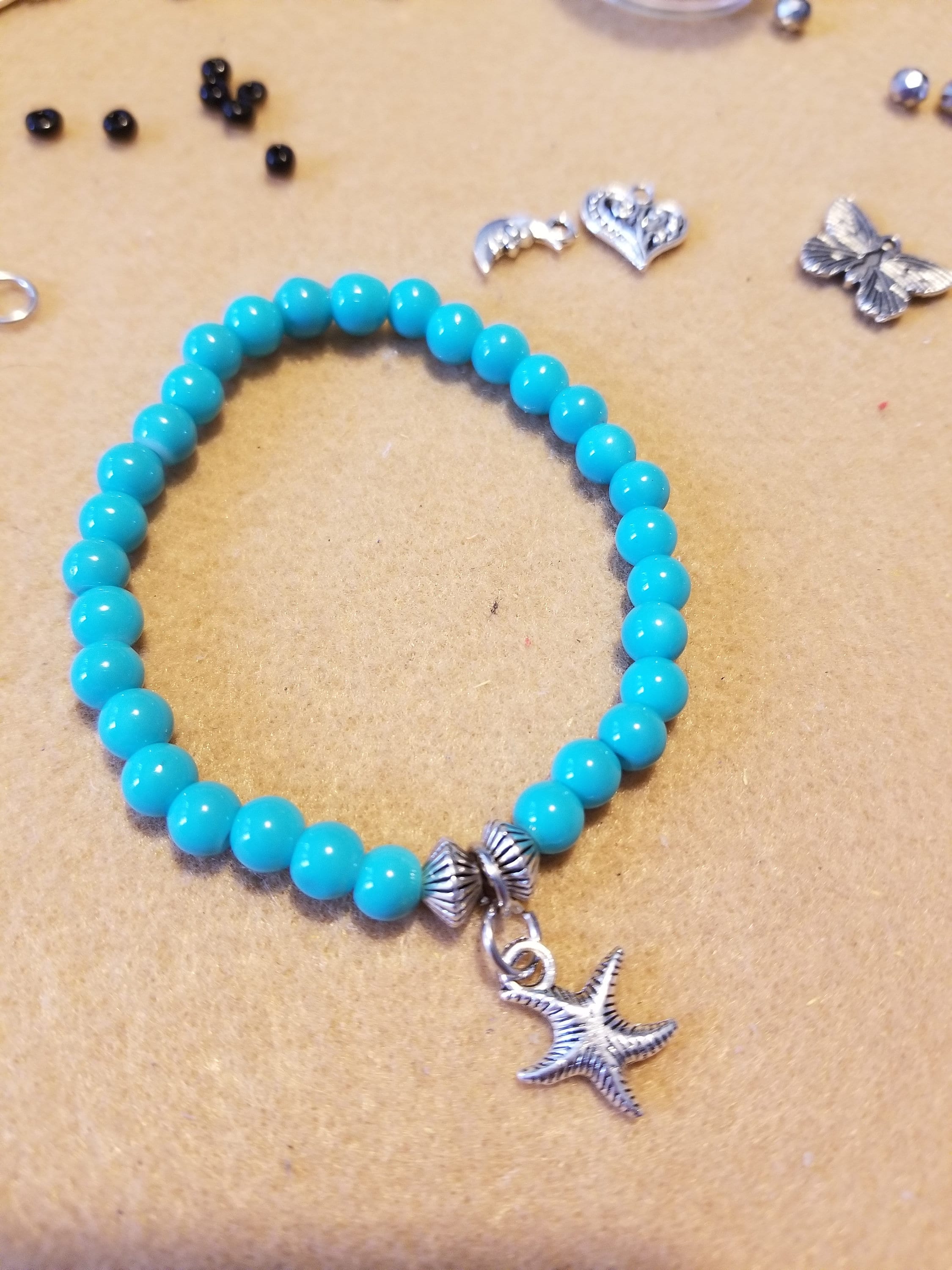 Women's turquoise bracelet with charm Etsy