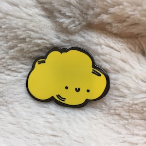 Large Yellow Kawaii Cloud Enamel Pin