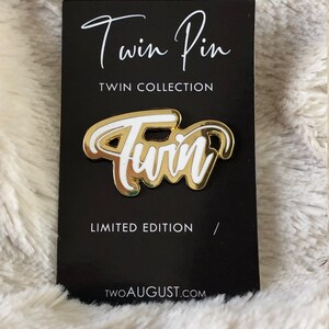 TWIN PIN Gold & White Enamel Pin for TWINS twinless twin twinless twins twin loss twin gift gifts for twins zdjęcie 2