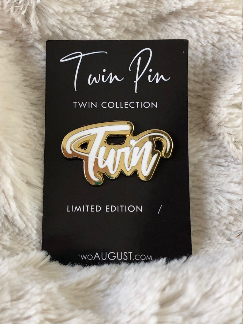 TWIN PIN Gold & White Enamel Pin for TWINS twinless twin twinless twins twin loss twin gift gifts for twins zdjęcie 2