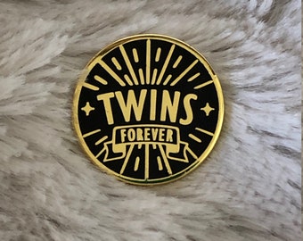 Twins Forever Enamel Pin – Gold and Black