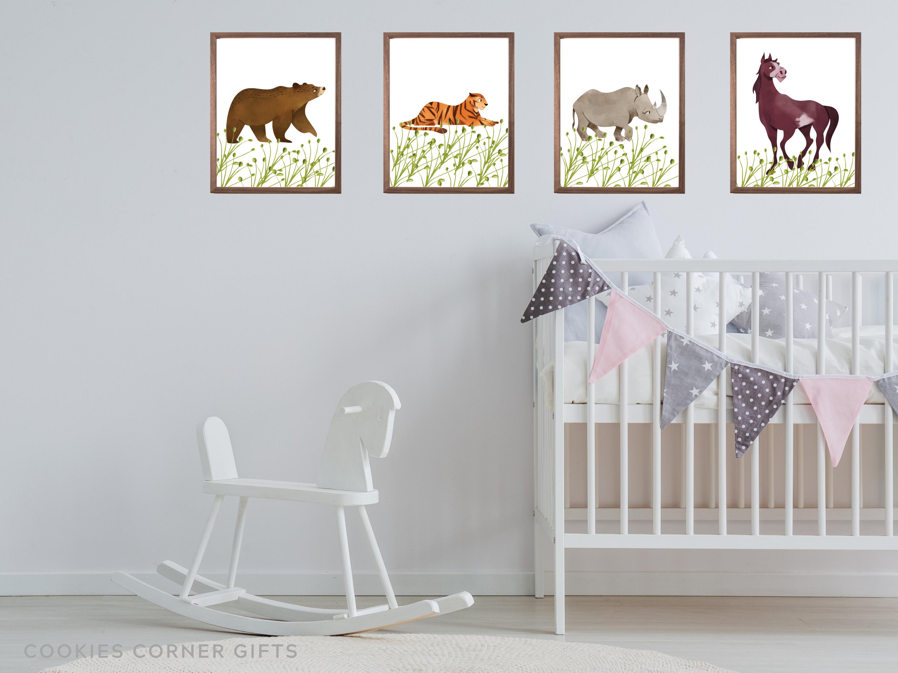 Baby Wall Art Baby Decor Baby Art Set of 4 Animals Etsy