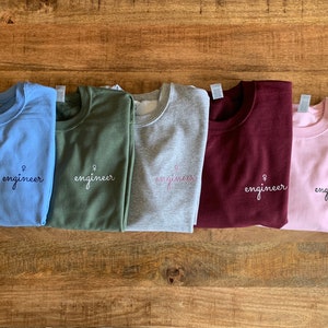 Embroidered Female Engineer Crewneck Sweatshirt | Women in Engineering | Steminist | Christmas Graduation Birthday Gift for Her | LaSTEMgirl