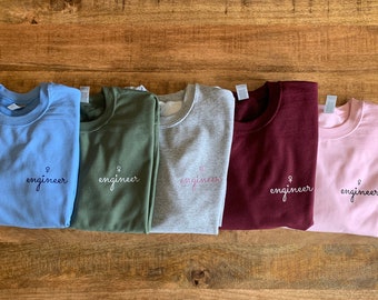 Embroidered Female Engineer Crewneck Sweatshirt | Women in Engineering | Steminist | Christmas Graduation Birthday Gift for Her | LaSTEMgirl