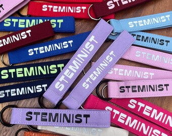 STEMINIST Wristlet Key Chain Holder Customizable Color and Phrase by LaSTEMgirl Shop