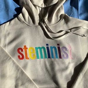 Embroidered Steminist Cropped Hoodie Sweatshirt for Women