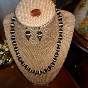 Handcrafted coffee and cream necklace and earring set