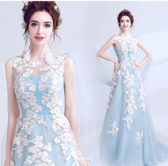 Beautiful Pale Blue Lace Alternative Wedding Bridesmaid Dress Etsy