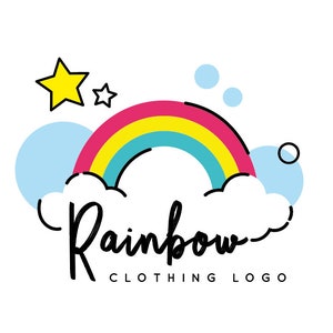 Pre-made Generic Rainbow Kids Kidss Baby Clothing Clouds Stars Company Fun Colorful Business Logo Design Branding