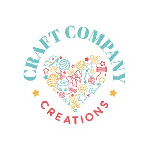 Premade Generic Craft Knitting Sewing Crochet Crafty Handmade Creative Creations Heart Icons Colourful Business Logo Design Branding
