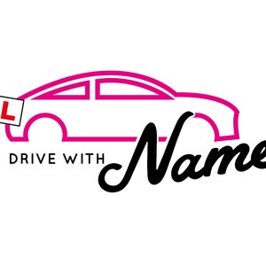 Premade Feminine Girlie Female Driving School Instructor Learner Learn to Drive Car Business Logo Design Branding