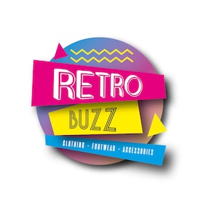 既製のプロフェッショナルなレトロ衣料品レンジ フェスティバルスタイル ヴィンテージ 80 年代 90 年代 ビジネスロゴ デザイン ブランディング