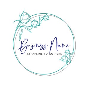 Premade Floral Wedding Stationery Florist Beauty Stylist Generic Round Circle Business Logo Design Branding