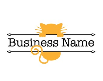 Färdiggjorda söta djur, veterinär, katt, kattpensionat, kattunge, kennlar, hotell, café, skylt, företagslogotyp, design, varumärkesbyggande