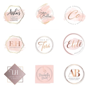 Rose Gold Pink Blush Beauty Salon Spa Nail Salon Make-Up Beautician Logo Design Service Graphic Design Corporate Branding Company Business