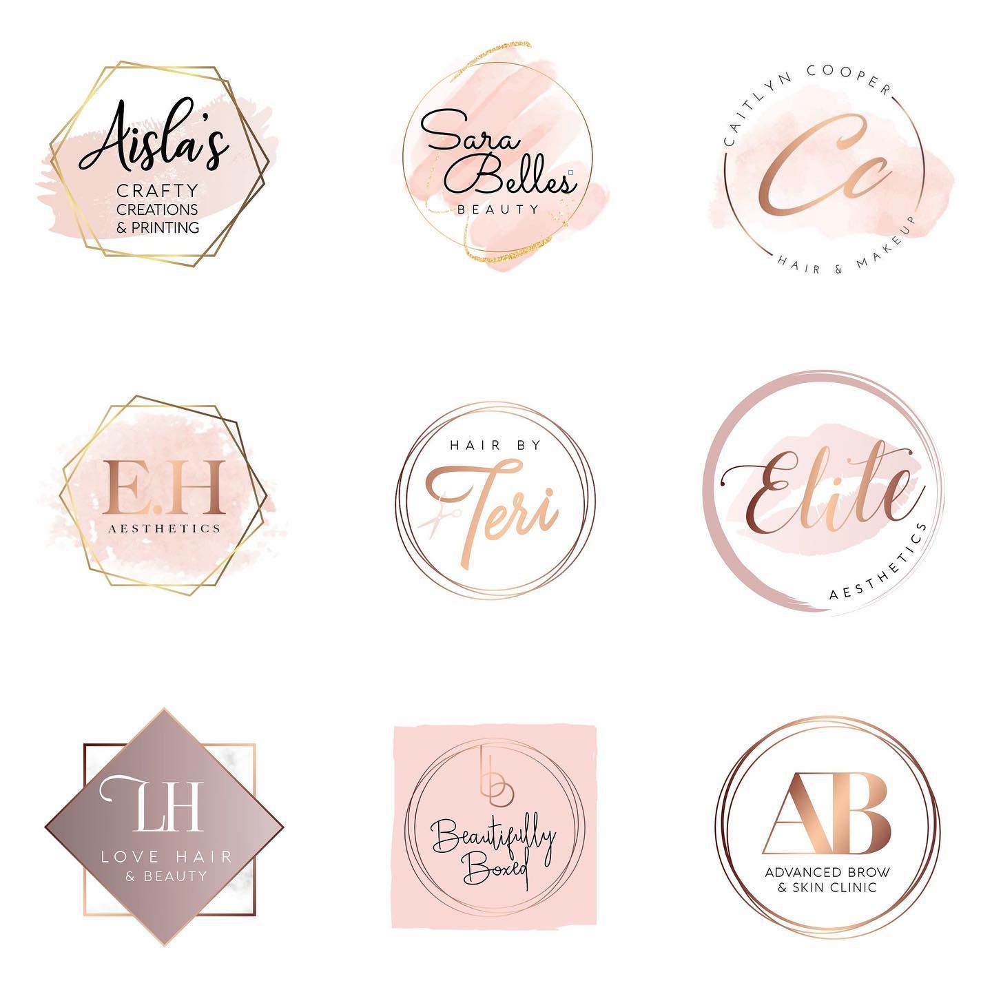 Rose Gold Pink Blush Beauty Salon Spa Nail Salon Make Up