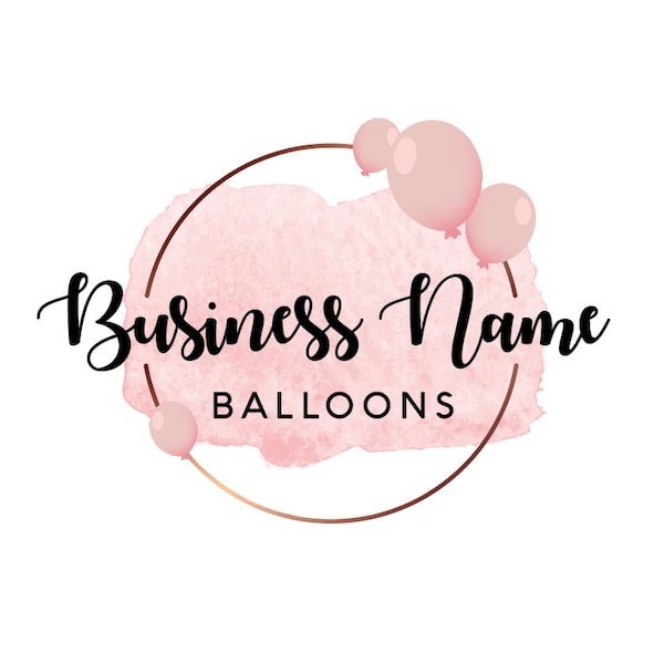 Pre-made Werbeballon Firma Geschenke Shop Roségold Rosa Ballons Kreis Hübsches Business Logo Design Branding