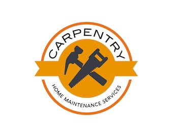 Premade Generic Carpentry Woodwork Handyman Trade Saw Hammer Home Maintenance Tools Brand Business Logo Design Branding