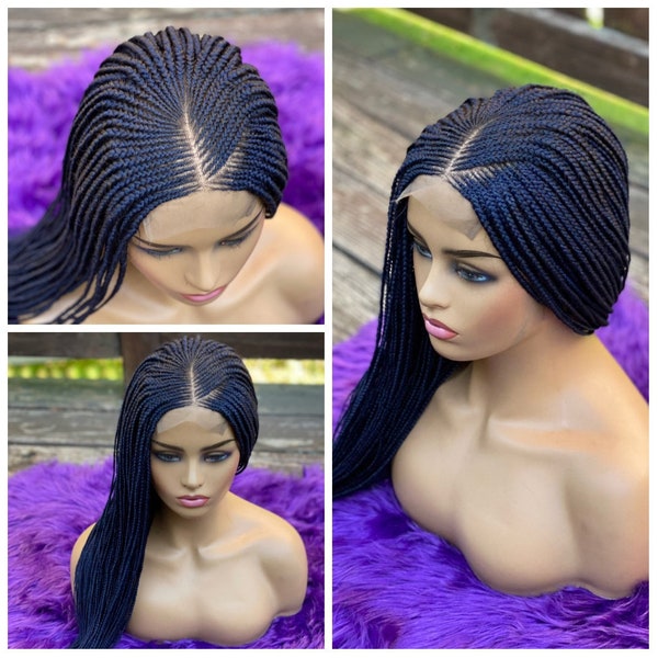 Blue Cornrow Box braid wig for black women Braided Wigs, braids wigs, lace wig, Box Braids Closure wig human hair closure custom Braids wig