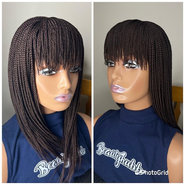 Ready to ship Fringe with bangs Box braid wig for black women Braided Wigs, braids wigs, lace wig, Box Braids lace Braids African woman