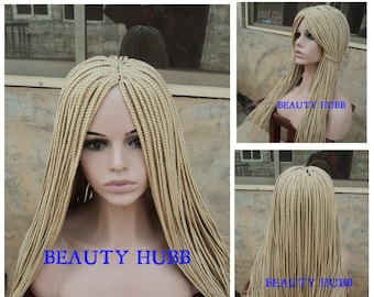 Blonde Box braid wig for black women Braided Wigs, braids wigs, lace wig, Box Braids Closure wig human hair closure custom Braids wig