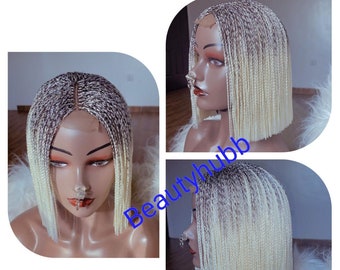 Blunt Cut Micro Braids, Micro Braid Wig, Wig for Black Women, Braid Wigs, Lace Closure Wig, Lace Wig, Twist braided wig, Twist Braid Wig.