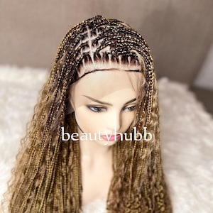 Boho braids, knotless braids, Braided wig, deep curl gift for women, can be bleached , Lace Wig, Lace Wigs, wig for black woman.