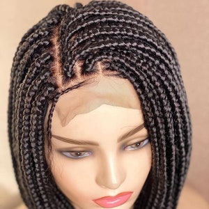Two-Way Parting Bob Braided Wig: 4x4 Lace Closure