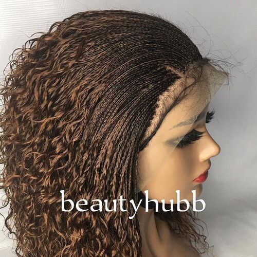 Micro Box Braids Wig With Curls for Black Women Braided Wigs - Etsy Israel