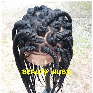 Jumbo Box Braided Full Lace Wig: Black Braids, 22 Inch