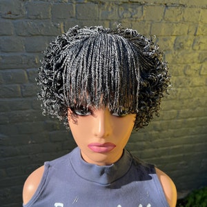 Ready to Ship wig, Curly wig, Box Braids, Wig for black women, Braid Wig, Lace Wig, Lace Wigs, Ready to wear wig, micro braids, Short wig