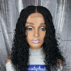 Perruque tressée torsadée bouclée, Micro tresse, micro tresses, Perruque tressée pour femme noire, Perruque tressée courte, Perruque tressée, Perruque en dentelle