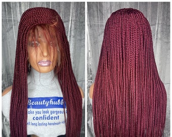 Ready to Ship Side-part Cornrow Box Braids Wig for black women Braided Wigs, lace wig, Box Braids, frontal wig, lace front wig, cornrow wig