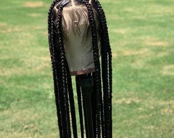 Knotless Box Braided Wig: Black Full Lace Wig, 45 inch