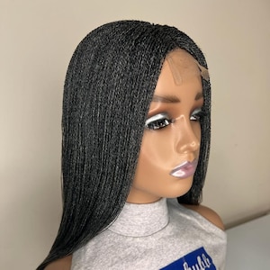 Salt and Pepper wig, Micro Braids, Micro Braid Wig, Wig for Black Women, Braid Wig, Twist braided wig, Twist Braid Wig, Lace Wig, Lace Wigs