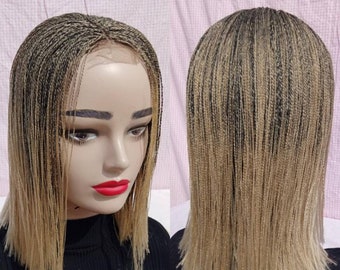 Blunt Cut Micro Braids, Micro Braid Wig, Wig for Black Women, Braid Wigs, Lace Closure Wig, Lace Wig, Twist braided wig, Twist Braid Wig.