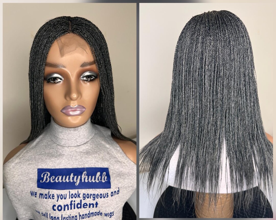 Salt and Pepper Micro Braids, Micro Braid Wig, Wig for Black Women